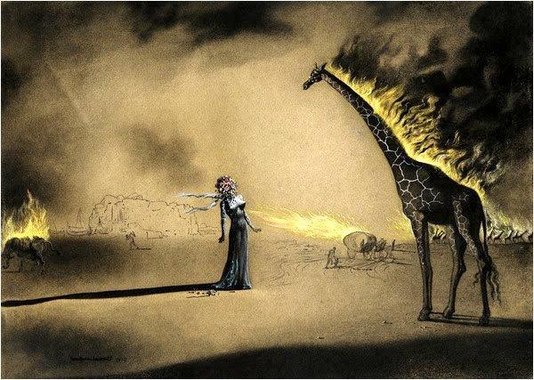 Giraffe on fire